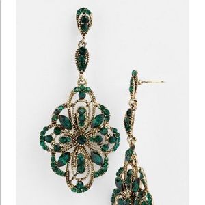 Tasha ornate linear chandelier earrings green